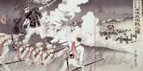 日中戦争中の平壌の戦い、アルバム、パブから36号。 1894、（色木版画）